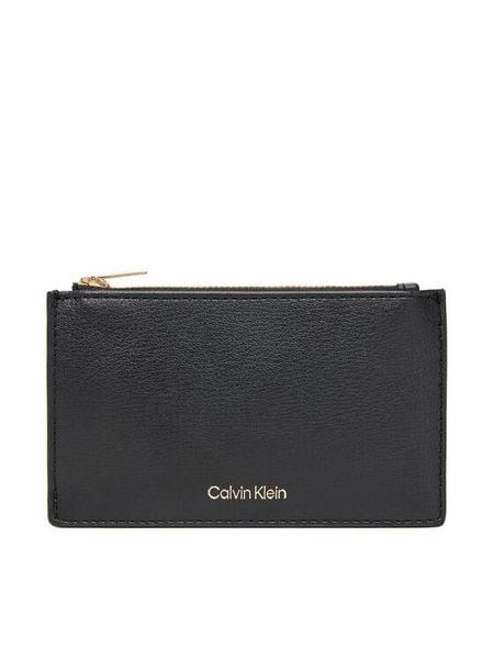 Calvin Klein Portfel Foil Logo Top Zip Cardcase LV04F1090G Czarny. Czarne portfele Calvin Klein, bez wzorów, ze skóry. Za 149.99 zł.