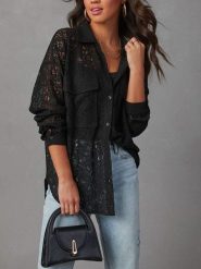 Milan Kiss Bluzka w kolorze czarnym rozmiar: M. Czarne bluzki Milan Kiss, m, bez wzorów, z koronki, bez kołnierzyka, bez ramiączek. Za 152.99 zł.