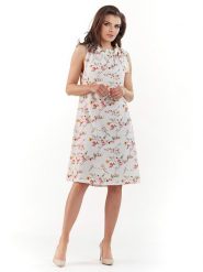 Awama Sukienka w kolorze białym ze wzorem rozmiar: L/XL. Białe sukienki Awama, l, bez wzorów, bez kołnierzyka, bez ramiączek, midi. Za 78.10 zł.