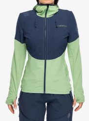 Bluza z kapturem damska La Sportiva Session Tech Hoody. Zielone bluzy La Sportiva, l, z aplikacjami, z materiału, bez ramiączek, z kapturem. Za 599.49 zł.