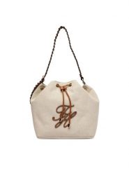 Tommy Hilfiger Torebka Th Elev Summer Bucket Canvas AW0AW18631 Beżowy. Brązowe torebki klasyczne Tommy Hilfiger, bez wzorów, z materiału, bez dodatków. Za 699.99 zł.