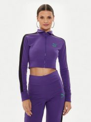 Puma Bluza DUA LIPA 536628 Fioletowy Slim Fit. Fioletowe bluzy Puma, xs, bez wzorów, z syntetyku, bez kaptura. Za 109.99 zł.