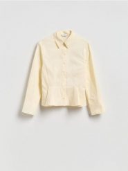 Koszula z zakładkami - jasnożółty. Żółte koszule Reserved, l, bez wzorów, z bawełny, bez kołnierzyka, bez ramiączek. Za 159.99 zł.