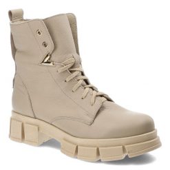 Beżowe Botki Armodo Modne Obuwie Damskie. Brązowe botki Armodo, bez wzorów, ze skóry, eleganckie, bez obcasa, bez zapięcia. Za 349.00 zł.