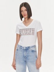 Liu Jo T-Shirt MF3338 JS923 Biały Regular Fit. Białe t-shirty Liu Jo, s, bez wzorów, z bawełny, bez kołnierzyka, bez ramiączek. Za 229.99 zł.