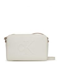 Calvin Klein Jeans Torebka Sculpted Ew Camera Bag LV04K3036G Biały. Białe listonoszki Calvin Klein Jeans, bez wzorów, z jeansu, bez dodatków. Za 249.99 zł.