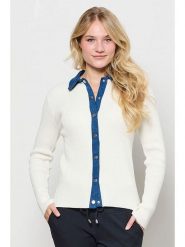 &Co Woman Kardigan "Berrit" w kolorze biało-niebieskim rozmiar: M. Białe swetry &Co Woman, m, bez wzorów, bez ramiączek. Za 184.89 zł.