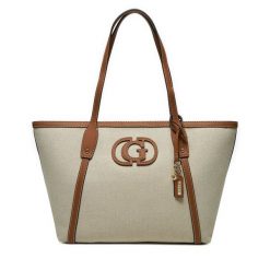 Torebka Guess. Brązowe shopper bag Guess, z aplikacjami, bez dodatków. Za 729.99 zł.