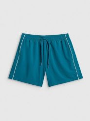 4F Spodenki plażowe damskie - turkusowe XL. Niebieskie szorty 4f, bez wzorów, z dresówki, sportowe. Za 99.99 zł.