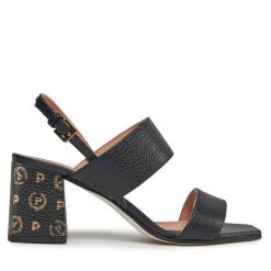 Sandały Pollini. Czarne sandały Pollini, bez wzorów, bez obcasa, na słupku, bez zapięcia. Za 1,199.00 zł.