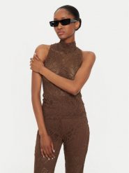 Gestuz Top Hilma 10909260 Brązowy Slim Fit. Brązowe topy Gestuz, s, bez wzorów, z syntetyku, bez kołnierzyka, bez ramiączek. Za 279.99 zł.