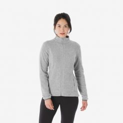 Polar turystyczny damski Quechua MH100 zamek. Szare bluzy z polaru QUECHUA, l, bez wzorów, z materiału, trekkingowe. Za 69.99 zł.