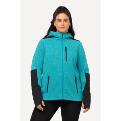 Damskie Kurtka polarowa odblaskowe nadruki kaptur otwór na kciuk. Niebieskie kurtki Ulla Popken, plus size, bez wzorów, z materiału, bez kaptura. W wyprzedaży za 311.99 zł.