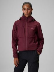 4F Kurtka softshell wiatroodporna membrana 8000 damska - burgundowa XL. Czerwone kurtki 4f, s, bez wzorów, z softshellu, klasyczne, bez kaptura. Za 499.99 zł.