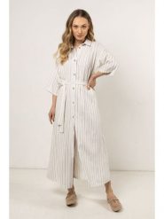 Awama Sukienka w kolorze kremowym rozmiar: M. Brązowe sukienki Awama, na co dzień, m, bez wzorów, bez kołnierzyka, bez ramiączek, maxi, proste. Za 222.99 zł.