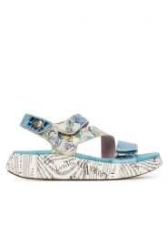 Laura Vita Sandały Nikito 19 Niebieski. Niebieskie sandały LAURA VITA, bez wzorów, ze skóry, bez obcasa, na płaskiej podeszwie, bez zapięcia. Za 429.99 zł.