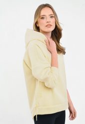 Bluza oversize z kapturem B-SIGI. Żółte bluzy Volcano, s, bez wzorów, z dzianiny, bez ramiączek, z kapturem. Za 159.99 zł.
