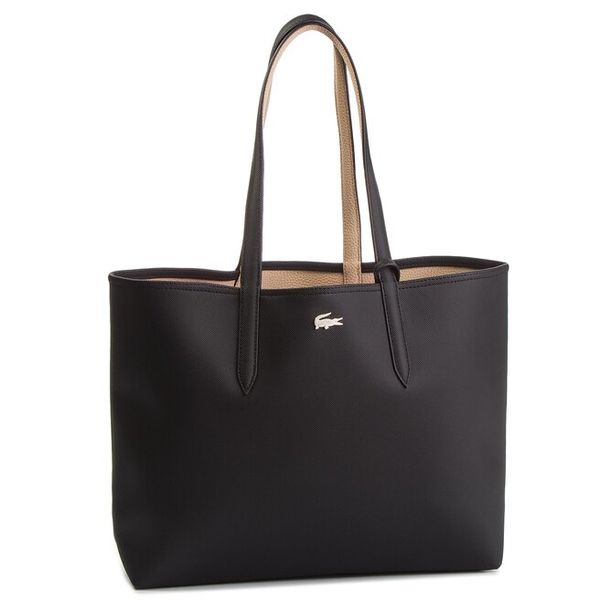Torebka Lacoste. Czarne shopper bag Lacoste, bez wzorów, bez dodatków. Za 422.99 zł.