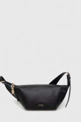 Tommy Hilfiger torebka skórzana kolor czarny. Czarne listonoszki Tommy Hilfiger, bez wzorów, bez dodatków. Za 1,099.90 zł.