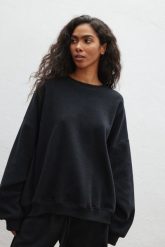 Bluza damska o luźnym kroju w kolorze DEEP GRAPHITE - HENLEY-UNI. Szare bluzy bez kaptura Marsala, uniwersalny, bez wzorów, z bawełny, bez kaptura. Za 1.00 zł.