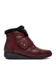 Rieker Botki CEO-47268-35 Bordowy. Czerwone botki Rieker, bez wzorów, ze skóry, bez obcasa, na płaskiej podeszwie, bez zapięcia. Za 439.99 zł.