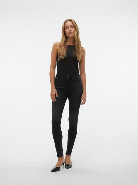 Vero Moda Dżinsy - Skinny fit - w kolorze czarnym rozmiar: XS/L32. Czarne jeansy Vero Moda, l, z aplikacjami, z bawełny, klasyczne, z podwyższonym stanem. Za 61.31 zł.