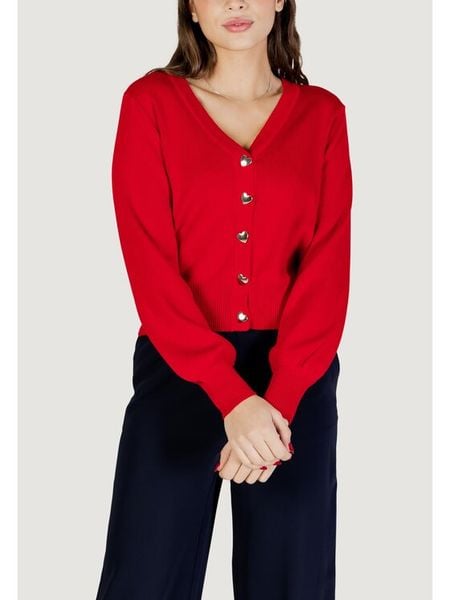 Morgan Kardigan 261-MLIKE Czerwony Regular Fit. Czerwone swetry Morgan, l, bez wzorów, z wiskozy, bez ramiączek. Za 229.99 zł.