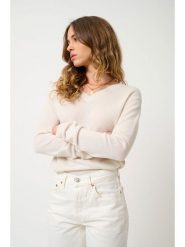 AUTHENTIC CASHMERE Kaszmirowy sweter w kolorze kremowym rozmiar: XL. Brązowe swetry AUTHENTIC CASHMERE, xl, bez wzorów, z kaszmiru, bez ramiączek. Za 369.99 zł.