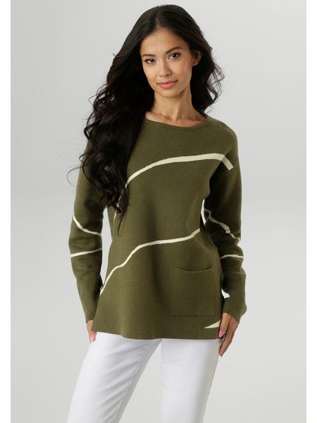 Aniston Sweter w kolorze khaki rozmiar: 48. Brązowe swetry Aniston, bez wzorów, bez ramiączek. Za 48.28 zł.