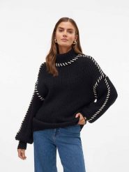 Vero Moda Golf w kolorze czarnym rozmiar: S. Czarne swetry Vero Moda, s, z aplikacjami, bez ramiączek. Za 122.96 zł.