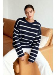 Trendyol Sweter w kolorze granatowo-białym rozmiar: S. Białe swetry Trendyol, s, bez wzorów, bez ramiączek. Za 60.99 zł.