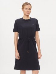 Tommy Hilfiger Sukienka codzienna 1985 WW0WW40734 Granatowy Regular Fit. Niebieskie sukienki Tommy Hilfiger, na co dzień, xs, bez wzorów, z bawełny, bez kołnierzyka, bez ramiączek, proste. Za 239.99 zł.