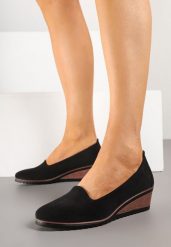 Czarne Półbuty na Koturnie ze Skórzaną Wkładką Tilliselle. Czarne półbuty wsuwane Born2be, na lato, bez wzorów, eleganckie, bez obcasa, na koturnie. Za 169.99 zł.
