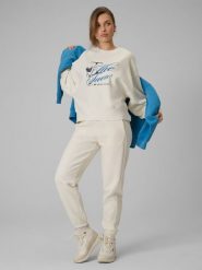 4F Spodnie dresowe joggery damskie - beżowe XL. Brązowe spodnie dresowe 4f, bez wzorów, z bawełny. Za 149.99 zł.