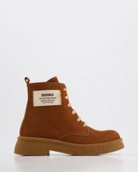 BRĄZOWE BOTKI 0269209 TAN. Brązowe botki Venezia, bez wzorów, z nubiku, bez obcasa, bez zapięcia. Za 229.00 zł.