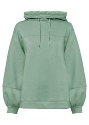 Bluza z kapturem oversize, z miękkiego materiału z bawełną. Zielone bluzy z kapturem bonprix, bez wzorów, z bawełny, z kapturem. Za 109.99 zł.
