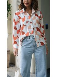 Milan Kiss Bluzka w kolorze biało-pomarańczowym rozmiar: L. Białe bluzki Milan Kiss, l, bez wzorów, z wiskozy, bez kołnierzyka, bez ramiączek. Za 113.63 zł.