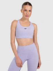 4F Biustonosz treningowy ze średnim wsparciem - niebieski S. Niebieskie biustonosze sportowe 4f, bez wzorów, z elastanu, do biegania. Za 179.99 zł.