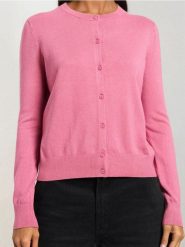 Sweter na guziki - różowy. Czerwone swetry Sinsay, l, bez wzorów, bez ramiączek. Za 29.99 zł.
