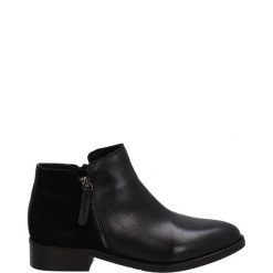 CZARNE BOTKI 39094 BLACK. Czarne botki Venezia, bez wzorów, ze skóry, bez obcasa, bez zapięcia. Za 259.00 zł.