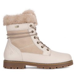 Trzewiki Remonte. Brązowe botki Remonte, bez wzorów, bez obcasa, na płaskiej podeszwie, bez zapięcia. Za 405.99 zł.