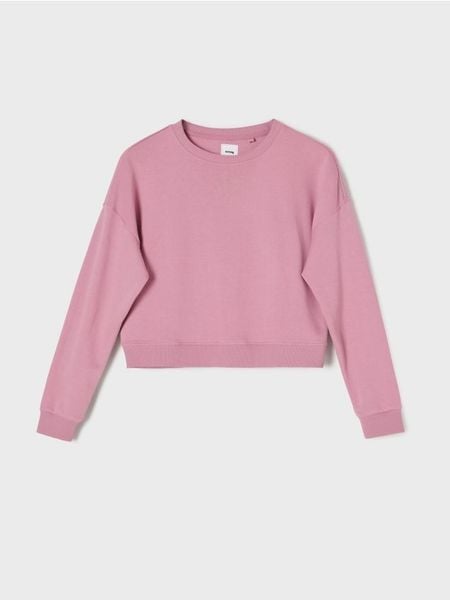 Krótka bluza crewneck - różowy. Czerwone bluzy bez kaptura Sinsay, l, bez wzorów, bez kaptura, do biegania. W wyprzedaży za 17.99 zł.