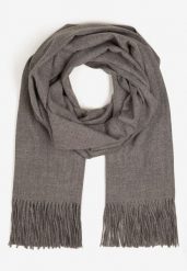 Szary Szalik Długi z Frędzlami z Domieszką Wełny Torilisa. Szare szaliki i kominy Born2be, bez wzorów, z dzianiny, klasyczne. Za 44.99 zł.