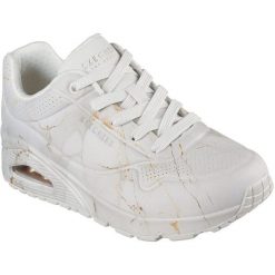 Buty sportowe damskie Skechers Uno Marbel Marvel. Białe buty sportowe lifestyle Skechers, bez wzorów, z syntetyku, sportowe, bez zapięcia. W wyprzedaży za 490.00 zł.