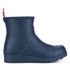 Kalosze Hunter. Niebieskie kalosze Hunter, bez wzorów, bez zapięcia. Za 299.99 zł.