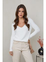 Soft Cashmere Sweter w kolorze białym rozmiar: 34/36. Białe swetry Soft Cashmere, bez wzorów, z koronki, klasyczne, bez ramiączek. Za 104.14 zł.
