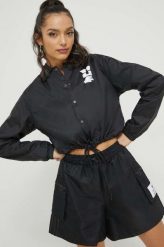 HUF kurtka damska kolor czarny przejściowa oversize. Czarne kurtki HUF, l, bez wzorów, bez kaptura. W wyprzedaży za 239.99 zł.