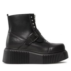 Botki Altercore. Czarne botki Altercore, bez wzorów, bez obcasa, na koturnie, bez zapięcia. Za 339.99 zł.