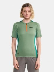 Craft Koszulka kolarska w kolorze zielonym rozmiar: L. Zielone t-shirty sportowe Craft, l, bez wzorów, z materiału, bez ramiączek, rowerowe. Za 108.99 zł.