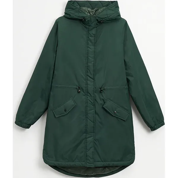 Ocieplana parka z kapturem ciemnozielona - Khaki. Brązowe płaszcze House, l, bez wzorów, z kapturem. Za 179.99 zł.